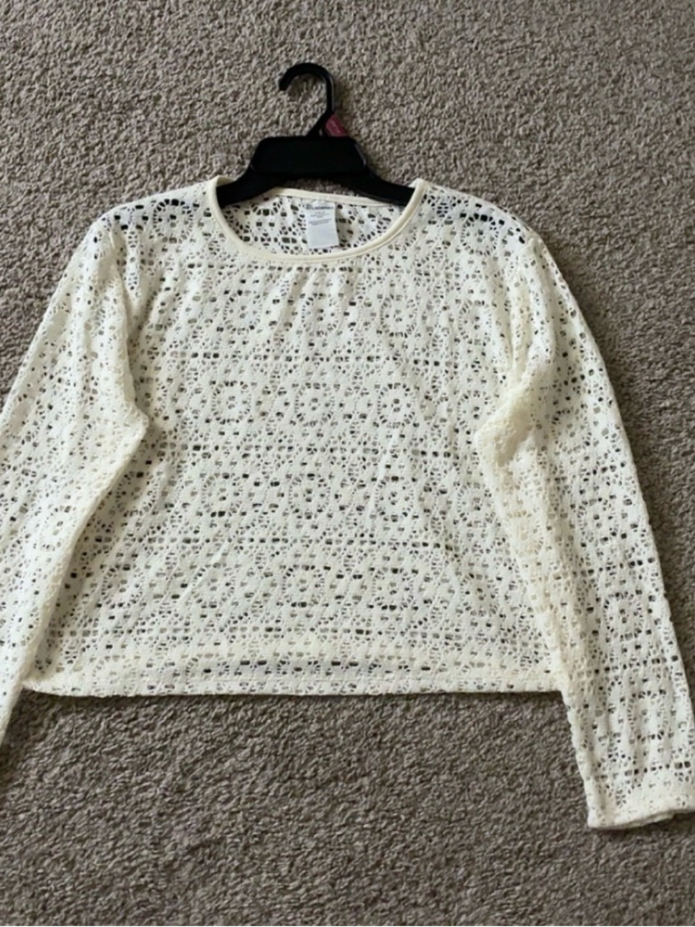 No Boundaries Cream Crochet Lace Long Sleeve Blouse